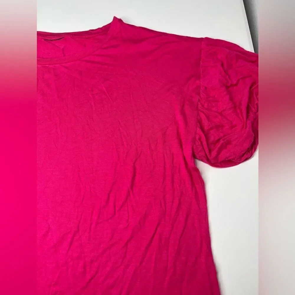 Viola Top Tee Shirt Rose Pink Ruffed Sleeve Bohemian Top Approximately size M